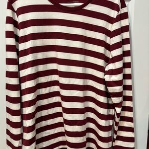 Lane Bryant Burgundy and White Striped Top